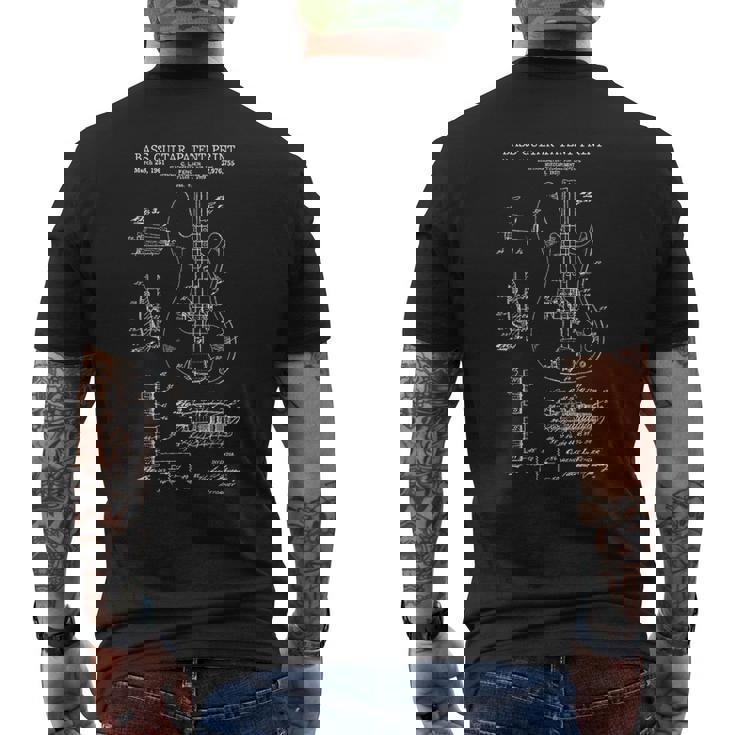 ベースギター特許プリント 1961 ヴィンテージ特許音楽 メンズTシャツ バックプリント