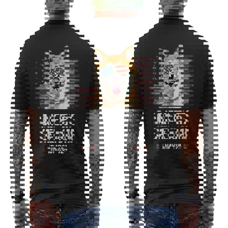 ペットを再び安全に 秋田犬 トランプ 2024 メンズTシャツ バックプリント