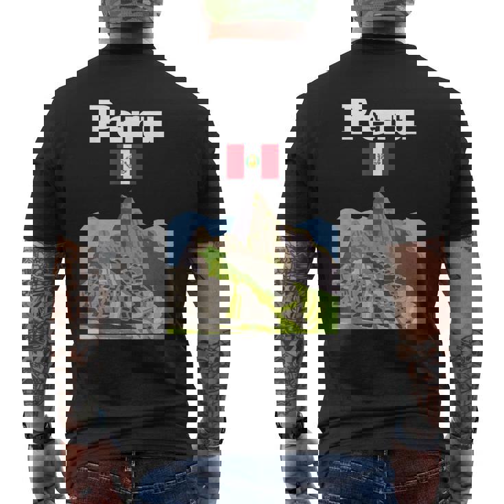 ペルー お土産 インカ マチュピチュ ペルー国旗 アンデス山脈 メンズTシャツ バックプリント