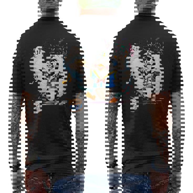 ペンギン 水兵 セーラー襟 錨マーク リボン 可愛い 赤 青 黄色 ピンク 水色 メンズTシャツ バックプリント