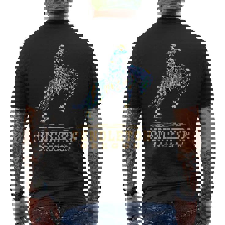 ペンドルトンオレゴン-ロデオ-カウボーイ-ホース メンズTシャツ バックプリント
