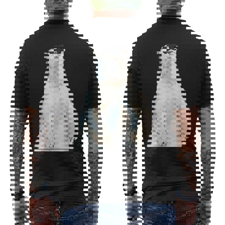 ホッキョクグマ サングラス 動物愛好家 動物飼育係 動物学者 メンズTシャツ バックプリント