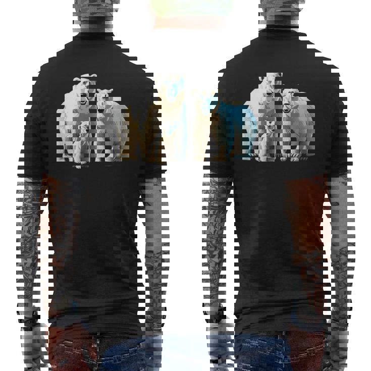 ホッキョクグマ。動物好き、シロクマの家族 メンズTシャツ バックプリント