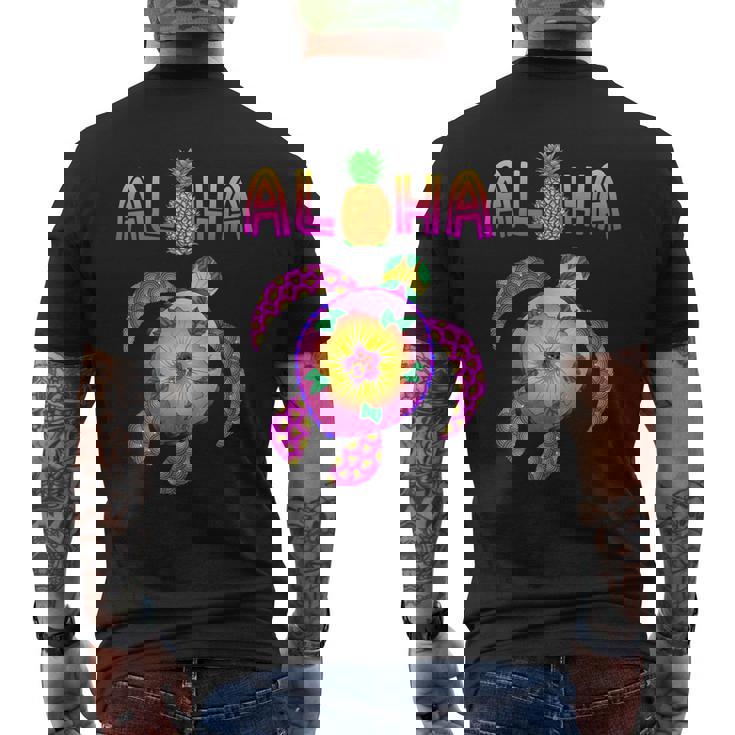 ホヌウミガメ アロハ ハワイ諸島 バケーション メンズTシャツ バックプリント