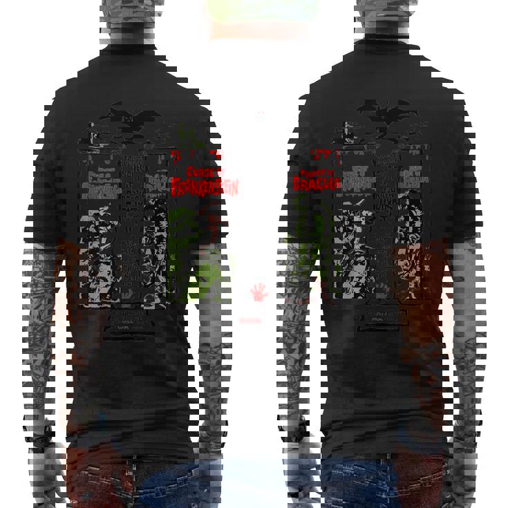 ホラー映画 ヴィンテージ ドラキュラ ハロウィン モンスター フランケンシュタイン メンズTシャツ バックプリント