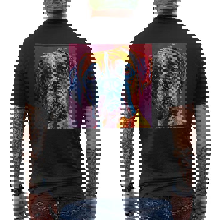 ボクサー 犬 カラフル イラスト グラフィック メンズTシャツ バックプリント