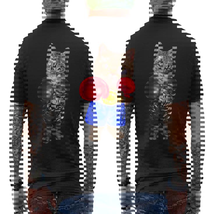 ボクシング をする 猫 ねこ メンズTシャツ バックプリント