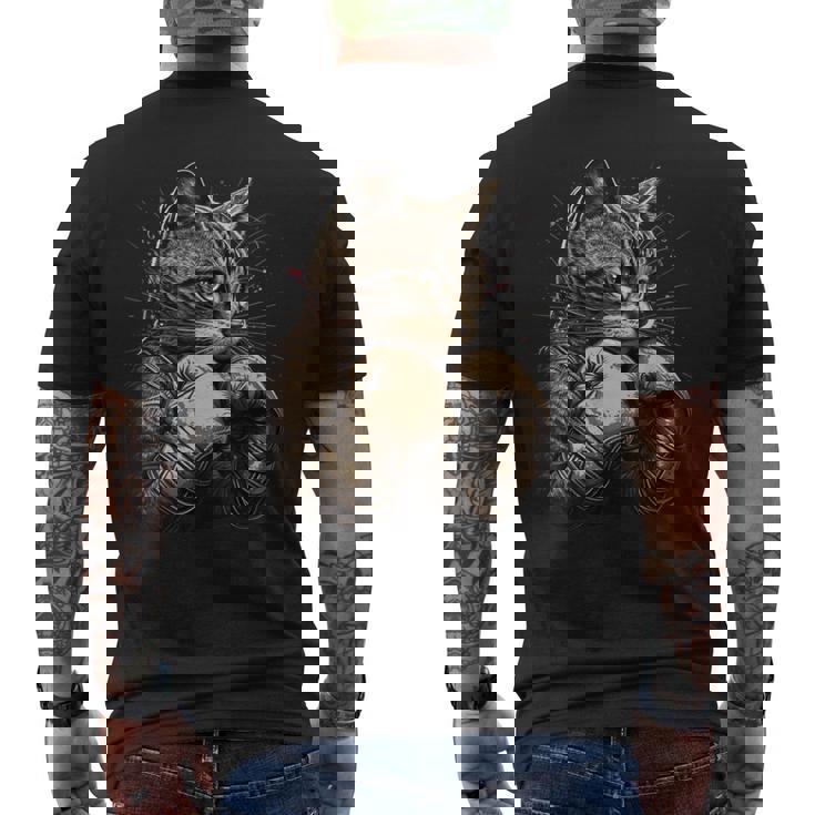 ボクシング キャット ボクサー 面白い猫のグラフィック メンズTシャツ バックプリント