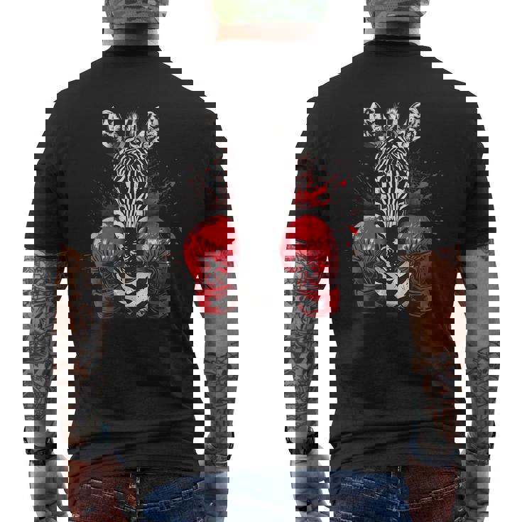 ボクシング ゼブラ ボクシンググローブ キックボクシング おもしろボクサー メンズTシャツ バックプリント