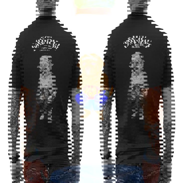 ボクシングチャンピオン ラブラドールレトリバー 犬 メンズTシャツ バックプリント