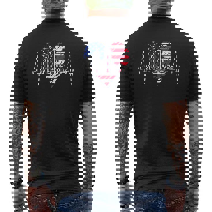 ボストン・スカイライン ハートビートusa ハートパルス I Love Boston メンズTシャツ バックプリント