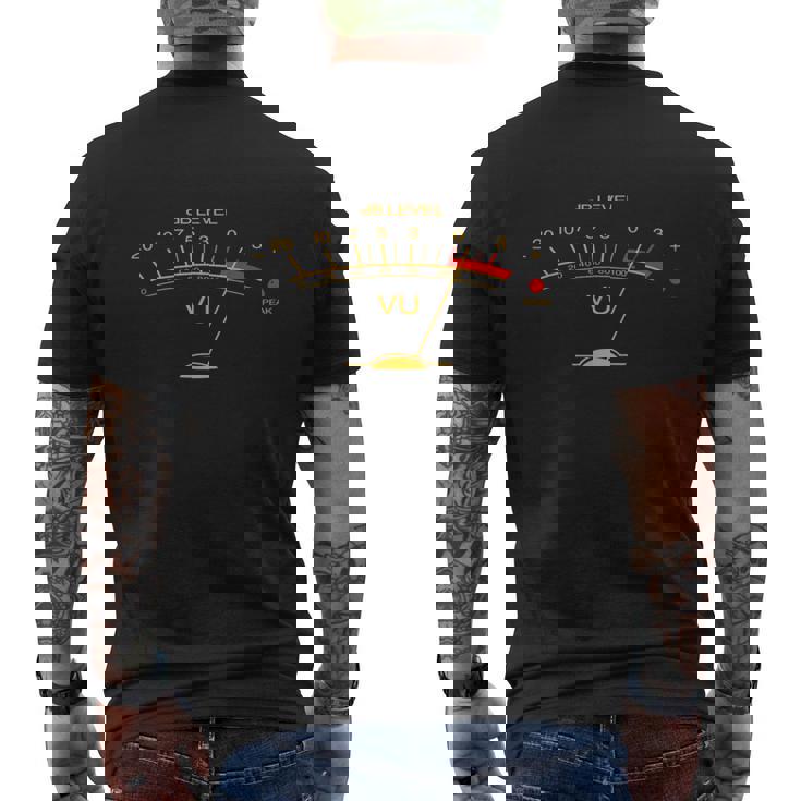 ボリュームu メーター ヴィンテージ オーディオエンジニア 録音スタジオ メンズTシャツ バックプリント