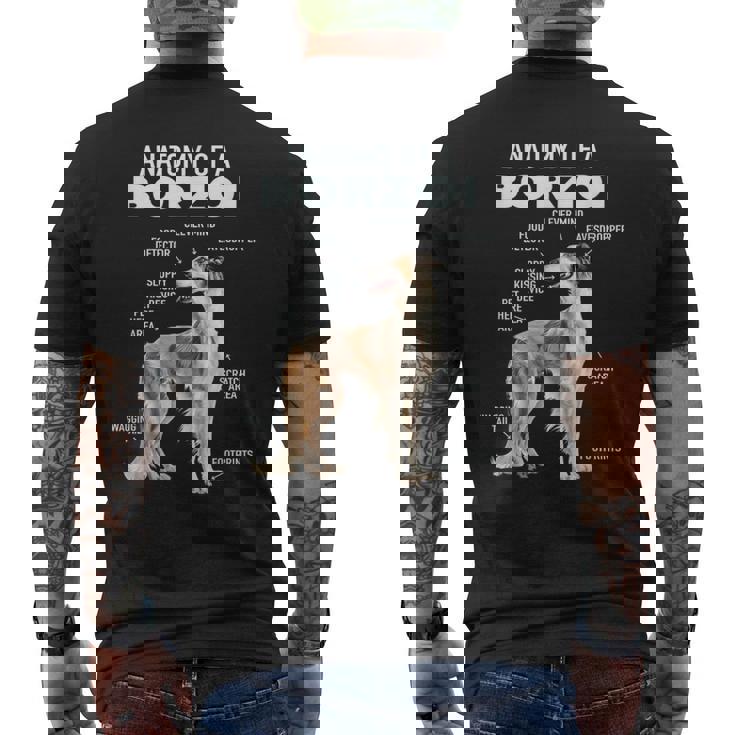 ボルゾイの解剖学 メンズTシャツ バックプリント