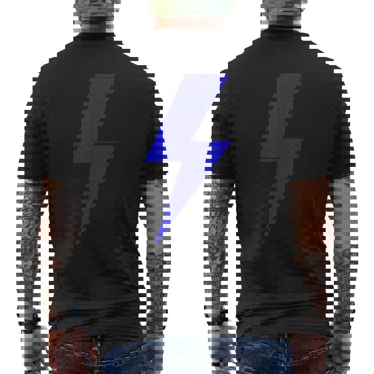 ボルト ライトニング ブルー デザイン チーム メンズTシャツ バックプリント