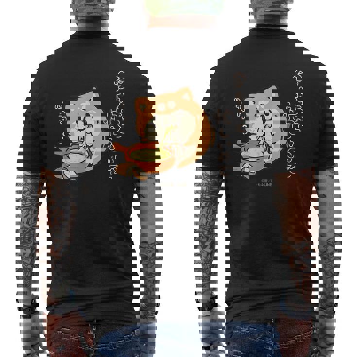 ボンレス犬とボンレス猫 ハフハフ ボンレス犬 メンズTシャツ バックプリント