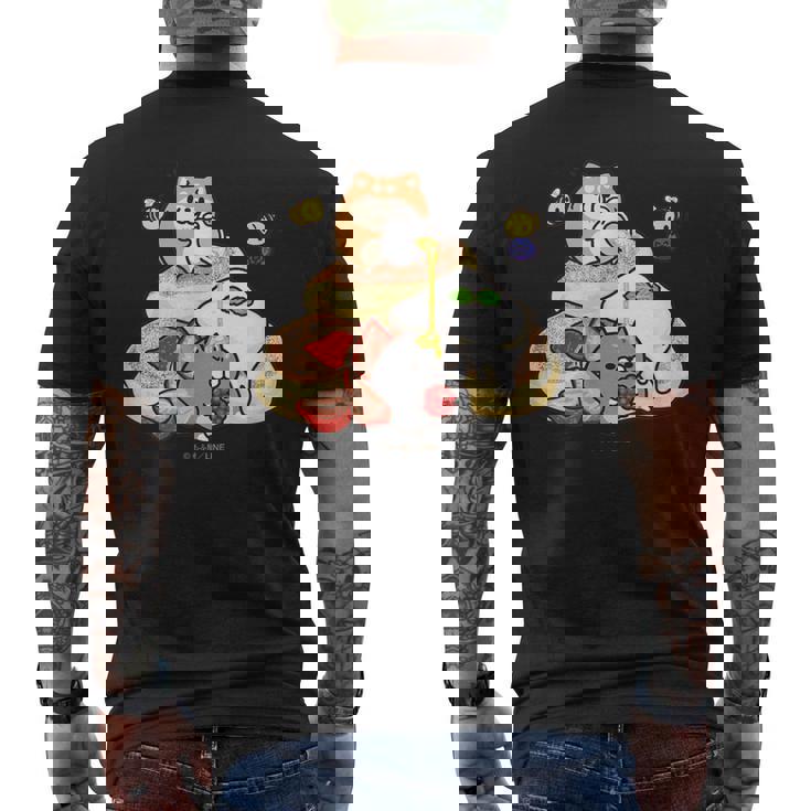 ボンレス犬とボンレス猫 パンケーキ メンズTシャツ バックプリント