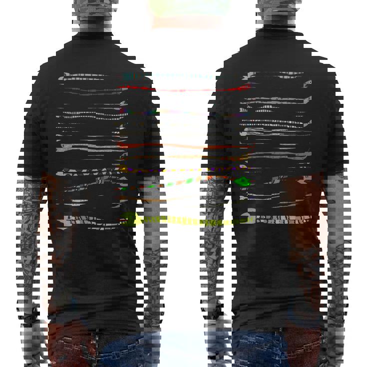 ボーダー カラフル Pop 爬虫類 かわいい オリジナル ヘビ柄 手描き フロント ボーダー イラスト おもしろ メンズTシャツ バックプリント