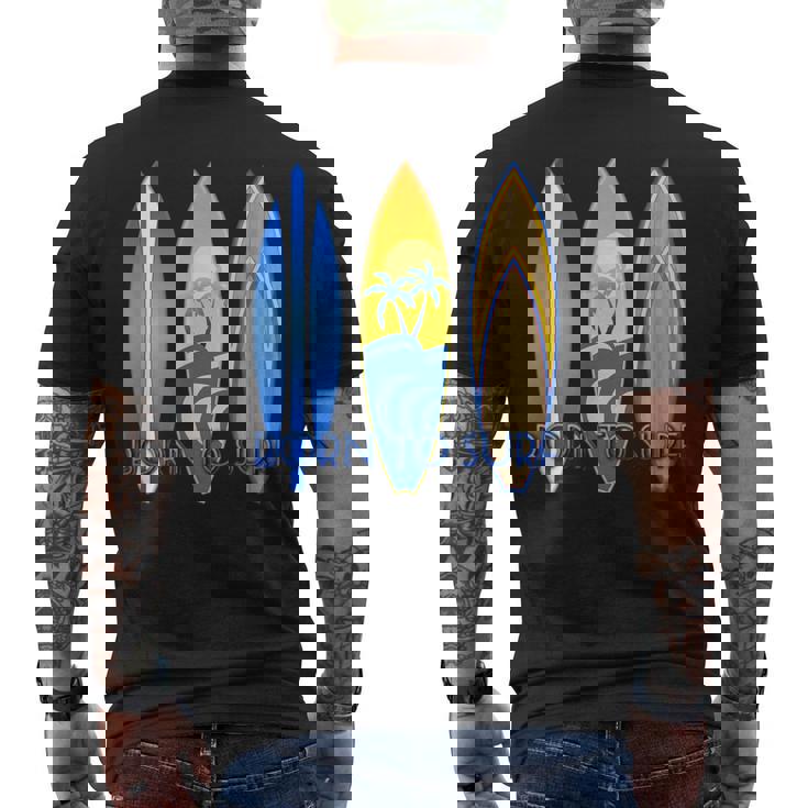 ボーン・トゥ・サーフ・サーフ・サーフィン・ザ・ウェーブ メンズTシャツ バックプリント