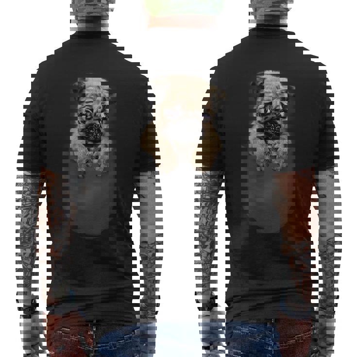 ポケット パグ 犬 メンズTシャツ バックプリント