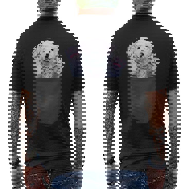 ポケット 北極熊 クマ メンズTシャツ バックプリント