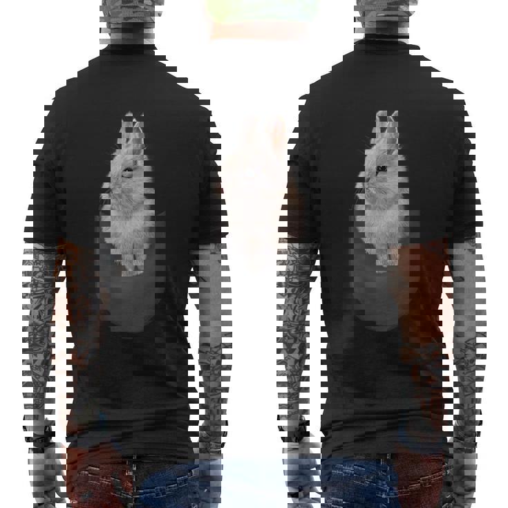 ポケット ホワイト 子ウサギ メンズTシャツ バックプリント