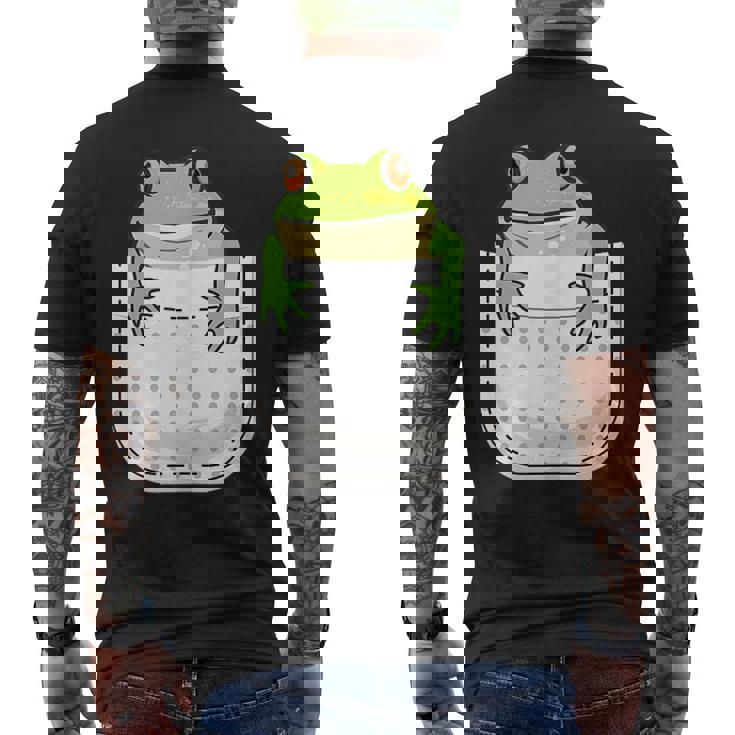 ポケットに入ったカエルのシャツ 面白いカエルのtシャツ カエルの恋人 メンズTシャツ バックプリント