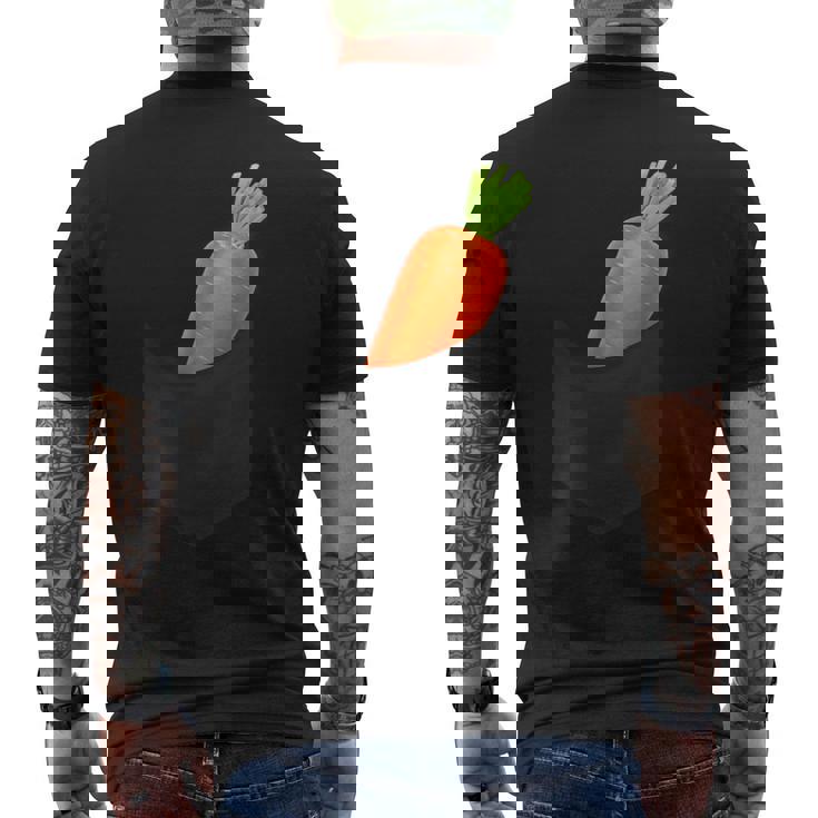 ポケットに入ったニンジン野菜、胸に面白いフルーツニンジン。 メンズTシャツ バックプリント