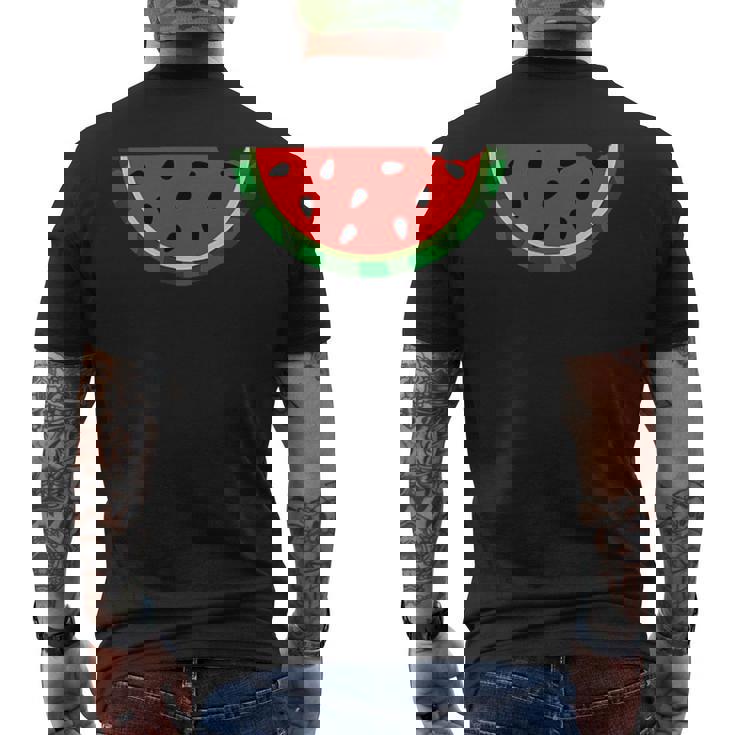 ポケットの中のスイカ かわいいポケットスイカ メンズTシャツ バックプリント