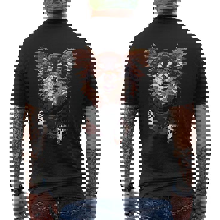 ポケットの中のチワワ 面白い チワワ 長髪 犬好き メンズTシャツ バックプリント