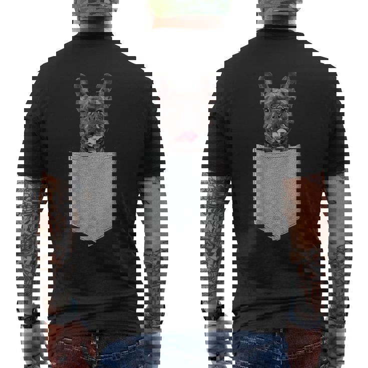 ポケットの中のフレンチブルドッグかわいいフレンチブルドッグオーナーギフト メンズTシャツ バックプリント