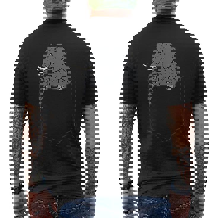 ポケットの中の象 面白いポケット象 メンズTシャツ バックプリント