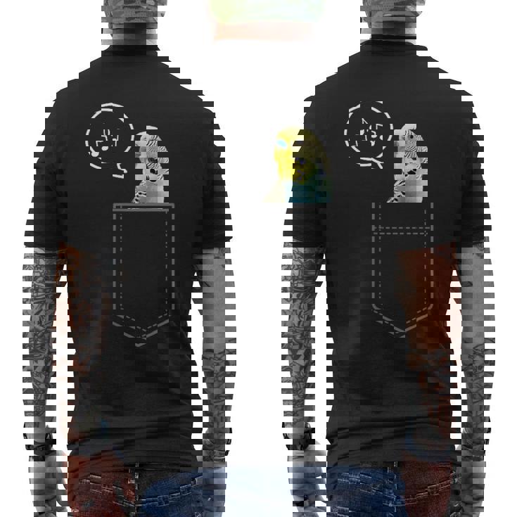 ポケットインコのセキセイインコ 面白くてかわいいセキセイインコ 鳥の飼い主 メンズTシャツ バックプリント