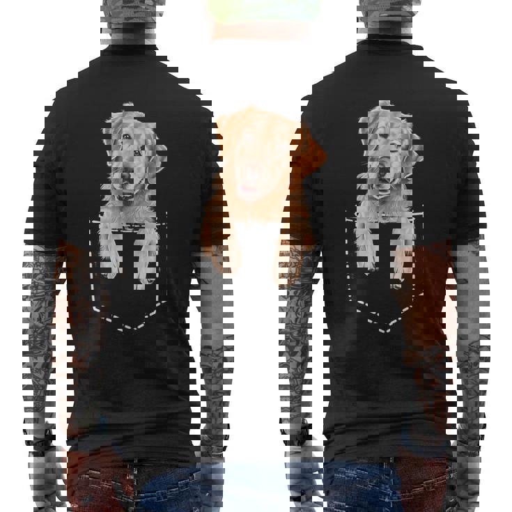 ポケットゴールデンレトリバー メンズTシャツ バックプリント