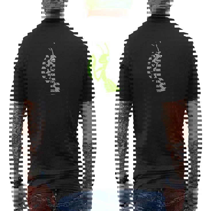 ポケット昆虫でカマキリを祈る カマキリを祈る メンズTシャツ バックプリント