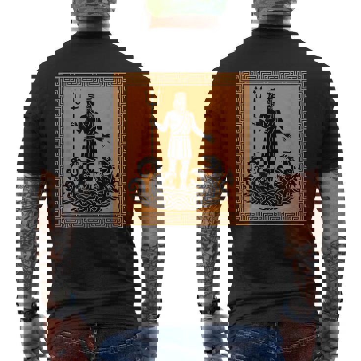 ポセイドン神 トライデント 古代ギリシャ 芸術 神話 ギリシャ神話 メンズTシャツ バックプリント