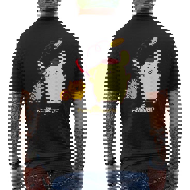 ポムポムプリン＆ベーグル メンズTシャツ バックプリント