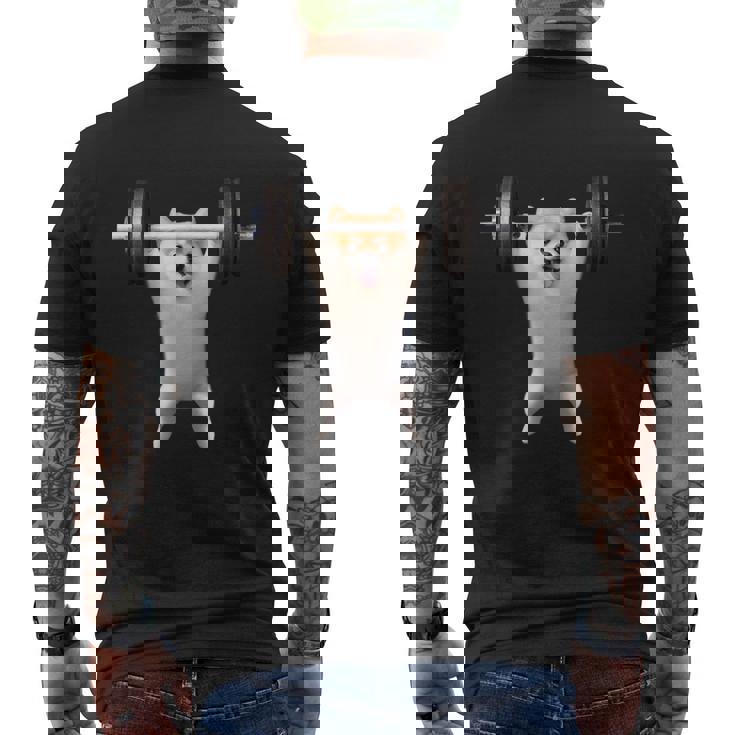 ポメラニアン イヌ 面白いtシャツ 犬 筋トレ 文字入り メンズ おもしろ 面白い 服 グッズ 文字tシャツ ネタ メンズTシャツ バックプリント