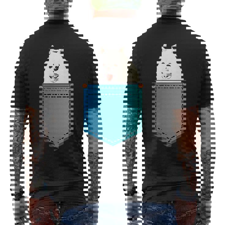 ポメラニアン 犬 胸ポケット ドイツ スピッツ メンズTシャツ バックプリント