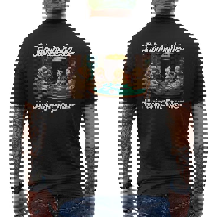 ポーカーをする犬 ラブラドゥードル オーストラリアの犬 ラブラドゥードル メンズTシャツ バックプリント