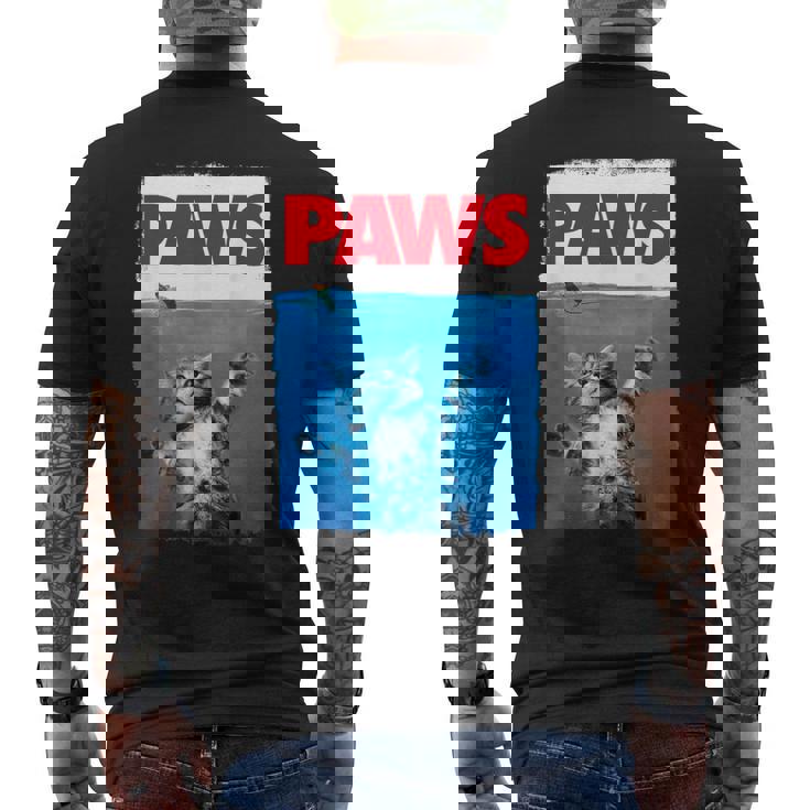 ポーズ（猫の足） かわいいパロディトップ メンズTシャツ バックプリント