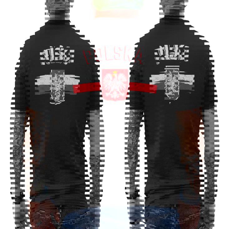 ポーランド 鷲の旗 ポーランドのためのレトロ メンズTシャツ バックプリント