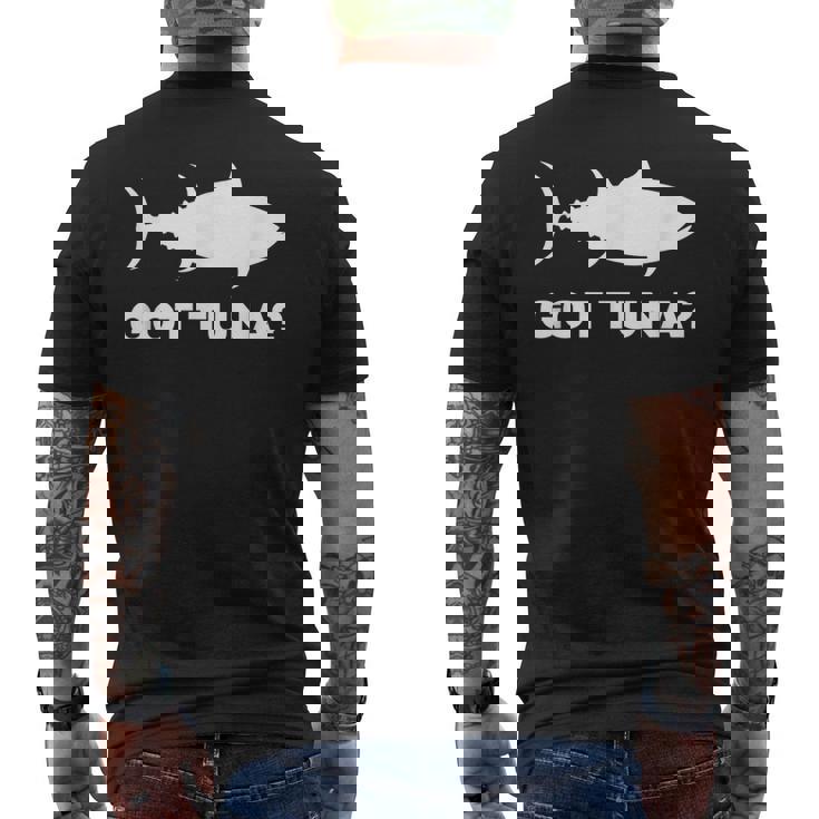 マグロの魚好きのギフト マグロを手に入れた 面白い釣り メンズTシャツ バックプリント