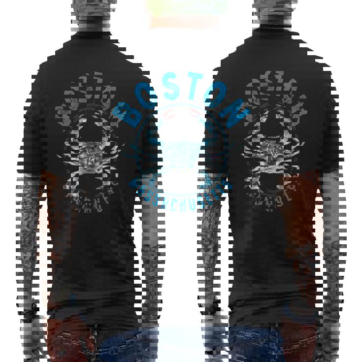 マサチューセッツ州ボストン ブルーカニのデザイン メンズTシャツ バックプリント