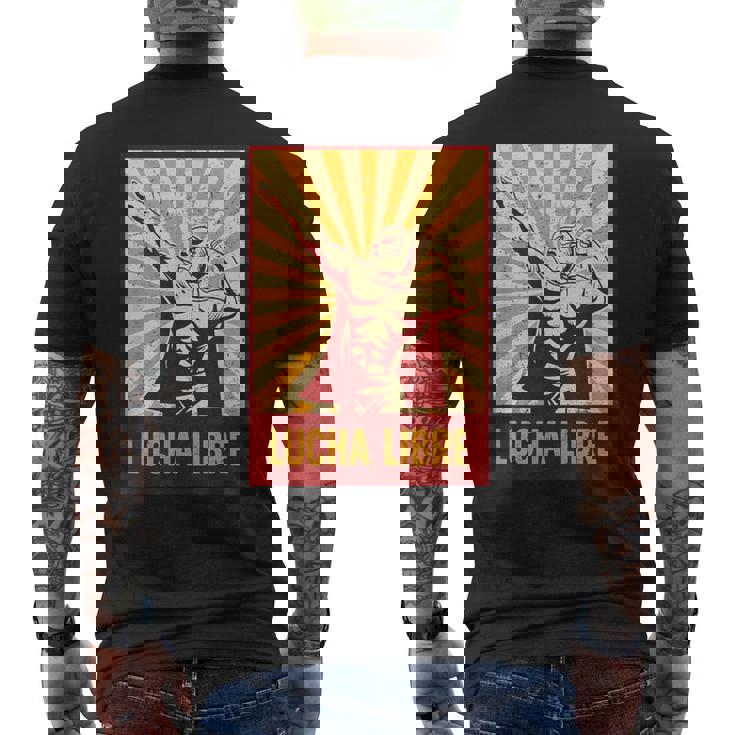 マスク付きレスラー – ルチャリブレ メキシカンレスリング メンズTシャツ バックプリント