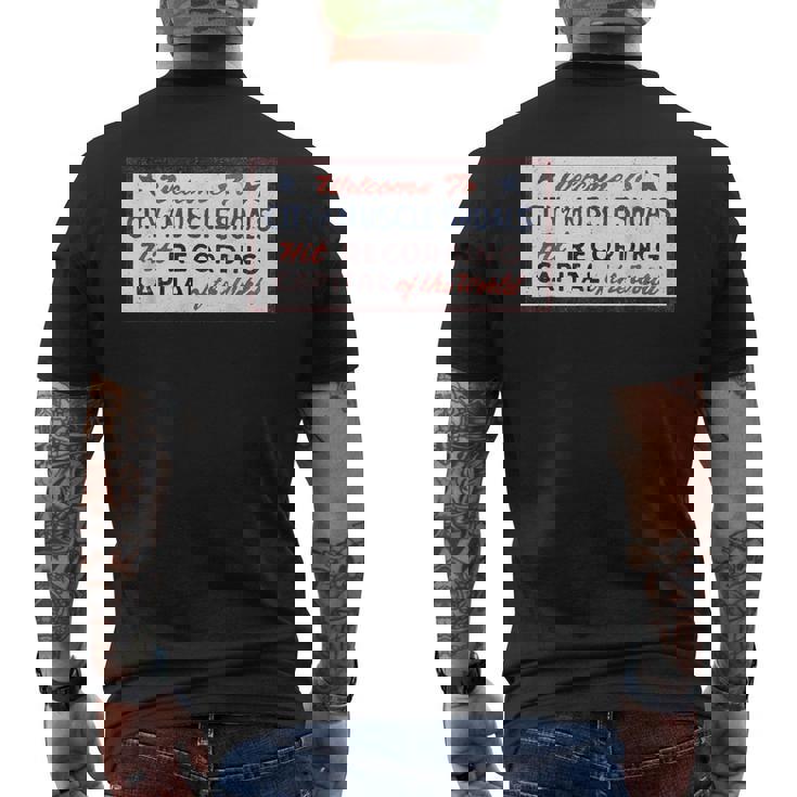 マッスルショールズ アラバマ サイン 録音 キャピタル ロック グラフィック メンズTシャツ バックプリント