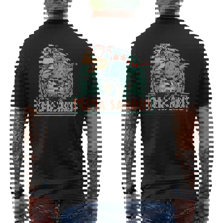 ママサウルス恐竜レトロママのレトロ面白い メンズTシャツ バックプリント