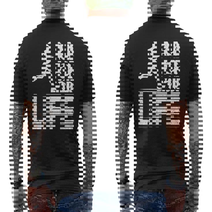マラソンランナー Run For Your Life ランニング メンズTシャツ バックプリント