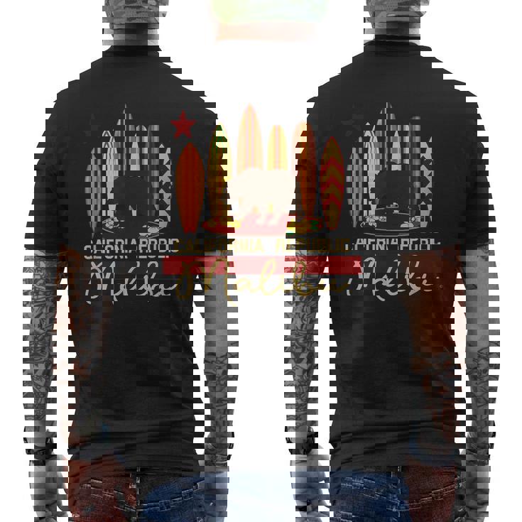 マリブ カリフォルニア リパブリック ベア サーファー 記念品 メンズTシャツ バックプリント