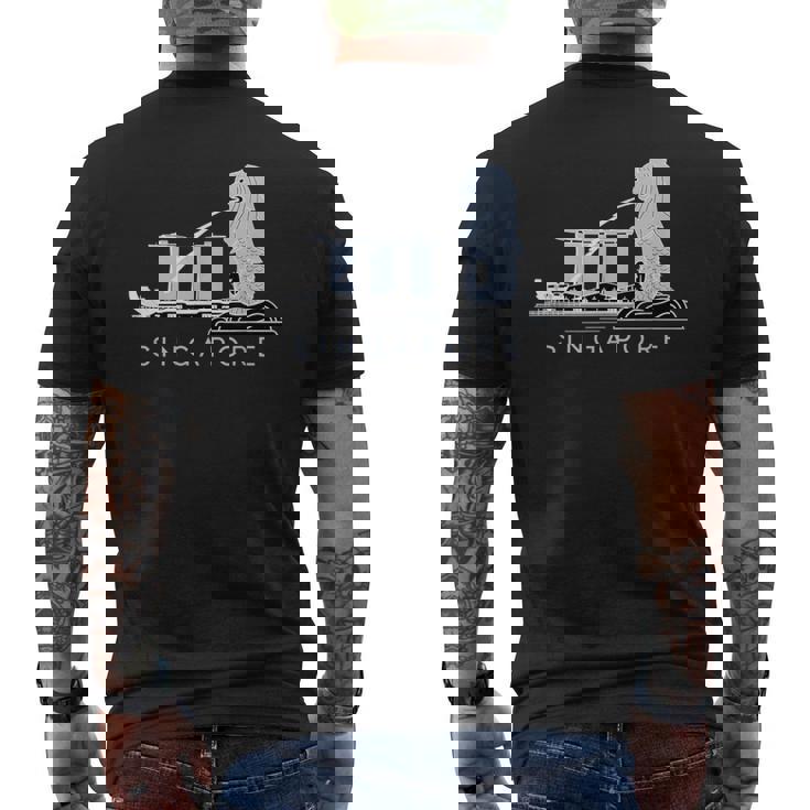 マリーナベイサンズ、マーライオンのスカイラインデザイン、象徴的なシンガポール メンズTシャツ バックプリント