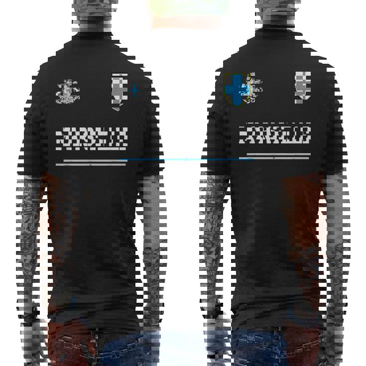 マルセイユ スポーツサッカージャージ フラッグ フットボール メンズTシャツ バックプリント